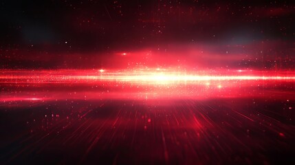 Poster - Blurred movement with red horizontal neon lines glowing against a black backdrop. An abstract depiction of glowing, blurred lights. The background is lit up by shining flares