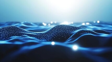 Poster - Data technology background. Abstract background with connecting dots and lines on a dark backdrop. 3D rendering. 4k resolution