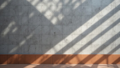 Poster - Sunlight filters through a window, creating intricate geometric shadows on a textured wall. The light adds depth to the setting, enhancing the overall aesthetic appeal of the interior