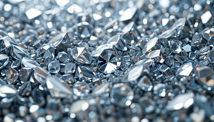 Poster - A vast array of multifaceted gemstones gleams under light, creating a stunning display of reflections and sparkling brilliance. Their shapes vary, showcasing unique cuts