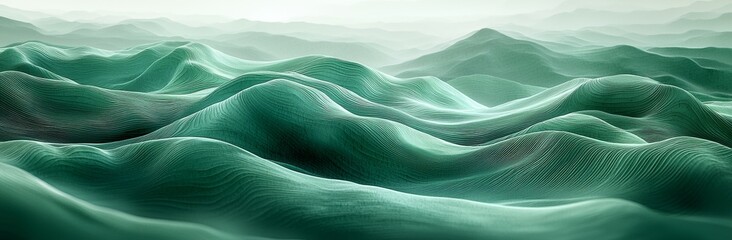 Poster - an illustration of a horizontal banner adorned with graceful curved waves in a background of dark gr