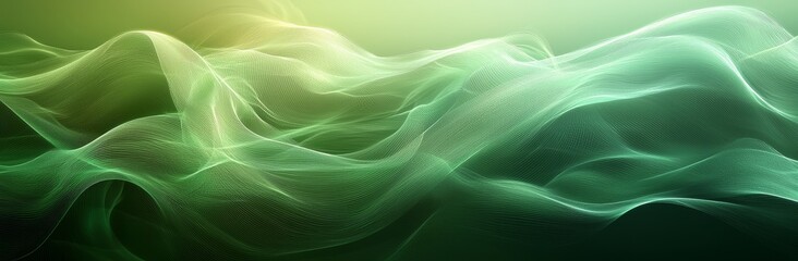 Poster - a horizontal banner featuring waves with a curvy background in shades of yellow green, khaki, and pa