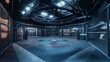 © Nari - full 360 degree panorama virtual environment map of mma cage in industrial hall 3d render illustration hdri hdr vr style