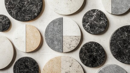 Aufkleber - Circular Marble Slabs Arranged In Geometric Pattern