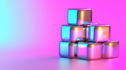 Poster - Iridescent Cubes Stacked In A Pyramid Shape