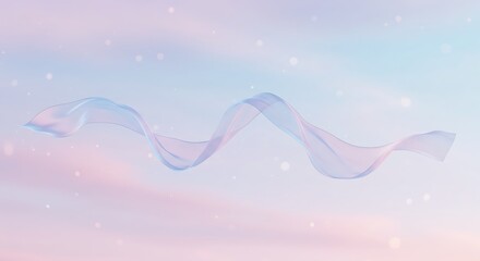 Poster - Pastel abstract smooth ethereal flowing fabric wave. Light and transparent.