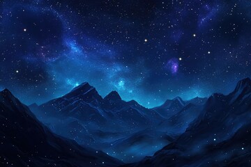 Wall Mural - Majestic Nightscape: A Stary Sky Illuminating the High Mountains with Cosmic Beauty