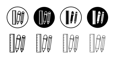 Poster - Ruler, pencil and pen icon Outline thin set pack series