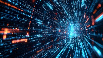Poster - Abstract Digital Data Stream Tunnel Visualization
