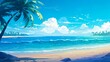 © Oleksandr - Summer Beach Background Illustration with Sun and Sea Elements in Abstract Bokeh Blue Sky Design