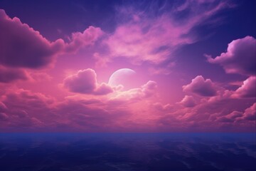 Wall Mural - Super Full Pink Moon Back Silhouette Against Beautiful Celestial Sky