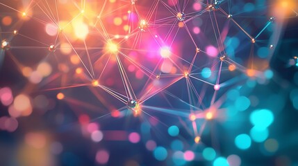 Aufkleber - Abstract Network Connections Illuminated With Vibrant Colors