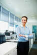 © peopleimages.com - Business, thinking and woman in office, arms crossed and smile with problem solving. Happy person, employee and consultant in workplace, pride and career ambition with ideas, solution and decision