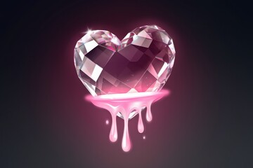 Poster - A dazzling diamond heart,faceted and gleaming,dripping with pink liquid,exuding luxury and allure.
