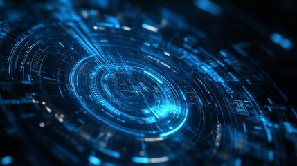 Poster - A futuristic background with blue technology and finance designs. Perfect for business, tech, science topics.