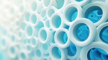 Poster - Eye-catching background with white and blue circles blended seamlessly, creating a modern and futuristic effect.