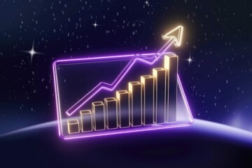 Poster - Ascending bar graph showcases exponential growth and upward trend, signifying success and progress.