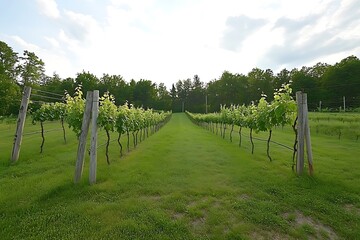 Wall Mural - Serene Vineyard Landscape: Lush Grapes and Tranquil Countryside