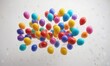 © Phetthanousack - Colorful balloons floating in mid-air against a white background, floaty balloons, party decoration