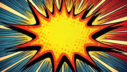 Aufkleber - Colorful vibrant explosion graphic design. Comic book style. Action, energy theme. Retro vintage pop art illustration. Dynamic abstract background. Bright colors. Suitable for posters banners.