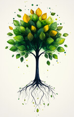 beautiful tree with vibrant green leaves. a colorful tree with various green and yellow leaves showc