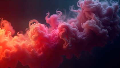 Poster - Red, purple abstract smoke design with dynamic movement. Intricate swirls of color create captivating visual effect. Soft colors, smooth transitions make image ideal for backgrounds. Stunning graphic
