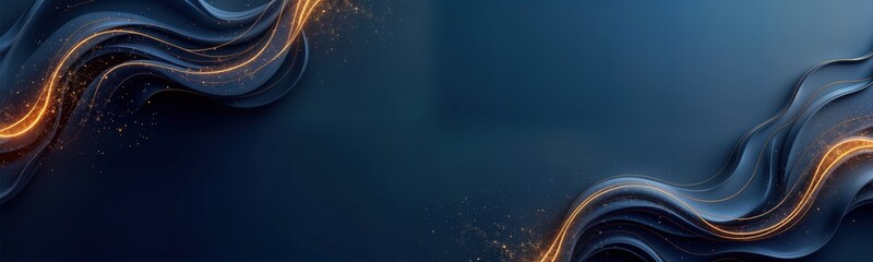 Aufkleber - Abstract design with dark blue background, golden decorative elements. Stylish elegant illustration suitable for various purposes like anniversary celebrations invitations. Modern, luxurious design