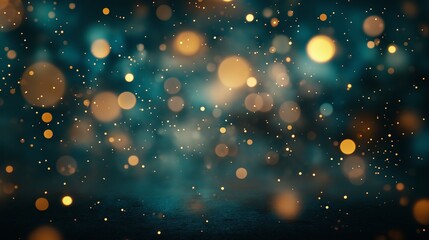 Wall Mural - Sparkling golden bokeh lights create a magical atmosphere in nighttime