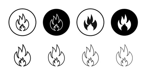 Poster - Fire icon Outline thin set pack series