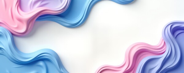 Poster - Abstract design with flowing pastel colors. Soft curves, waves create smooth texture. Gentle hues of blue, pink blend elegantly. Modern, artistic illustration perfect for backgrounds patterns.