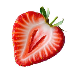 Red strawberry fruit slice on transparent background