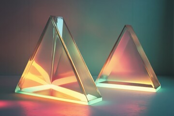 Poster - Elegant glass prisms reflecting vibrant colors in a serene setting