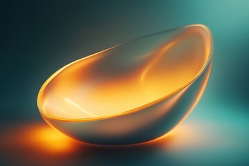 Poster - Unique abstract bowl illuminated with warm light on a gradient background