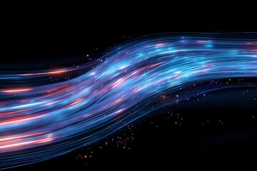 Aufkleber - Blue fiber optic cables with glowing high-tech aesthetics, symbolizing futuristic, Generative AI