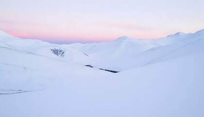 Serene Snow Covered Mountain Range At Dawn