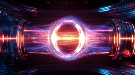 Futuristic plasma energy flow with glowing effects, representing technology, power, and the dynamic movement of scientific forces, Generative AI