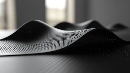 Poster - Abstract Black Perforated Surface with Wavy Form