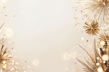 Wall Mural - For New Year or celebration events, use a background of gold bokeh with fireworks