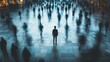 © Angelina - In the midst of a crowded urban environment, a person finds themselves amidst blurred, rushing figures, experiencing feelings of isolation and anxiety.