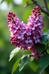 Wall Mural - A lush lilac wreath clusters on a tree branch, nature, branches, tree