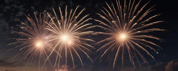 new year's eve fireworks exploding in the night sky, , bright lights