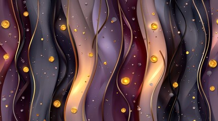 Aufkleber - Abstract wave patterns with golden accents digital art contemporary style vibrant colors close-up view visual aesthetics