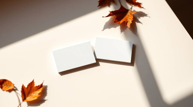 Minimalist business cards on geometric background