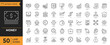 © twenty-icons - Money outline icon set. Containing Money, budget, savings, loan, cash, earning, income, wallet, currency, dollar, card, coin, revenue, profit and more. editable stroke. Vector illustration