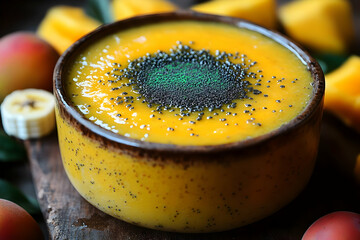 Wall Mural - Mango Smoothie Bowl with Poppy Seeds