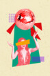 © deagreez - Composite trend artwork sketch image photo collage of young lady blind sexy dance funny record huge listen music discoball party carefree