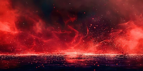 Poster - Red background with a lot of fire and smoke