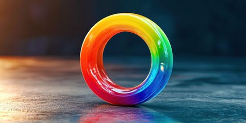 Poster - Rainbow colored circle is on a surface