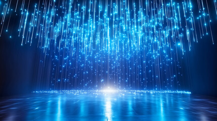 Poster - Vibrant light display illuminating a dark space at night