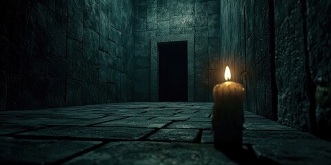 Wall Mural - candle is lit in a dark room